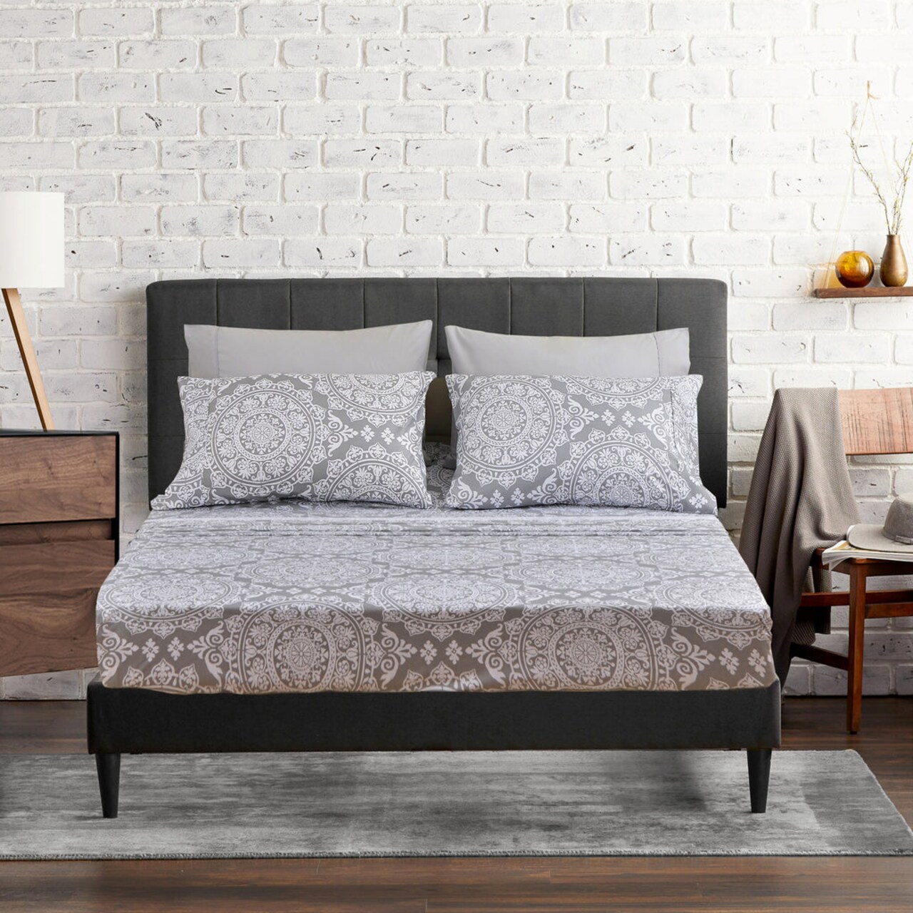 American Home Collection Geometric Bedding Sheets & Pillowcases Set Brushed Microfiber Wrinkle Free Sheet Set
